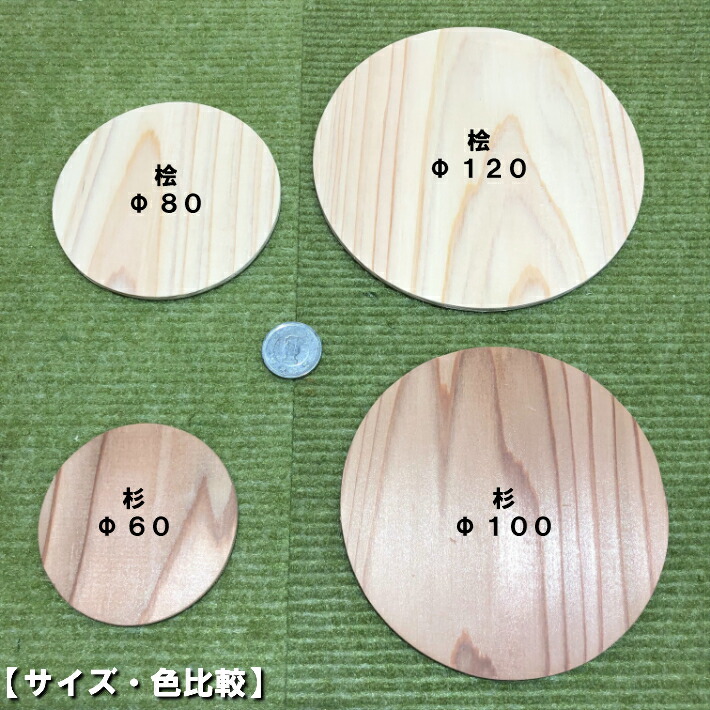楽天市場】【ヒノキ】桧板丸型 Φ80×3(mm) 5枚(無塗装)｜木材 木 天然