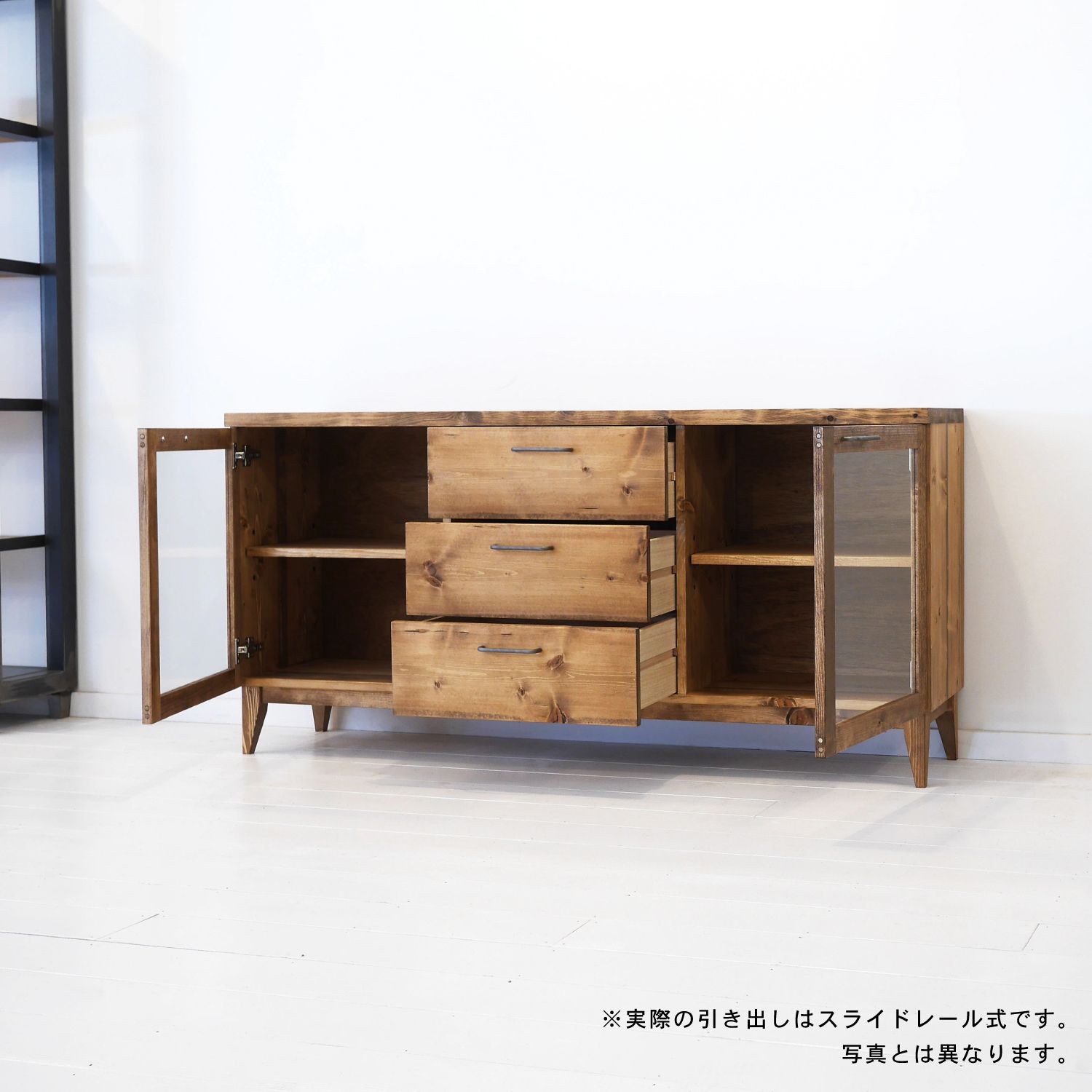 楽天市場】カップボード 無垢 食器棚 ロータイプ サイドボード