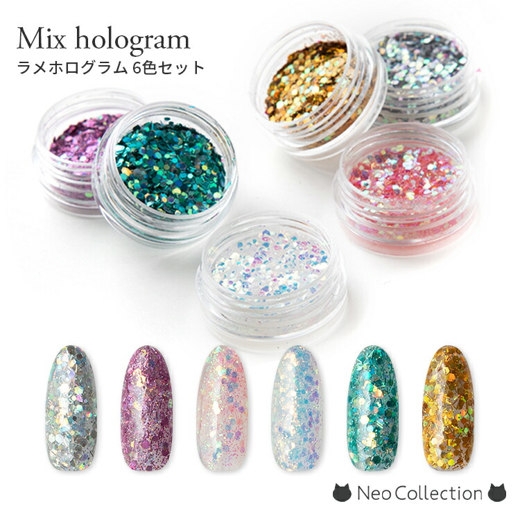 楽天市場】☆22%OFFクーポン☆定番ラメホログラム 6色セット ケース