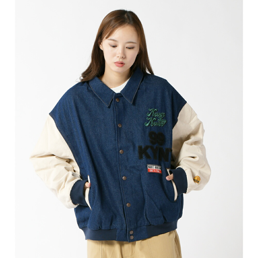 楽天市場】デニムスタジャン 異素材 切り替え デニムジャケット メンズ