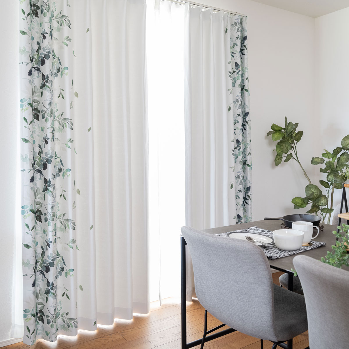 楽天市場】遮光2級・遮熱カーテン（両端絵羽 リーフ柄カーテン9297