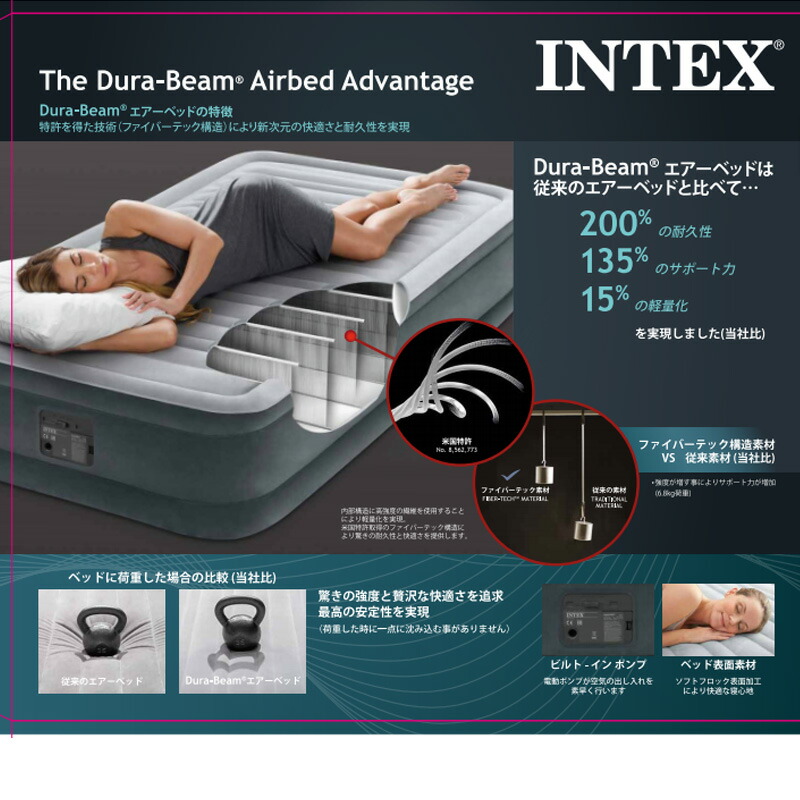 楽天市場】送料無料【90日間保証付き】 INTEX ベッド 電動 エアー