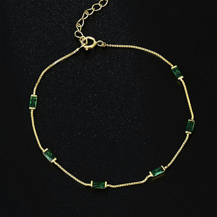 楽天市場】グリーンキューブブレスレット エメラルドグリーン ゴールド
