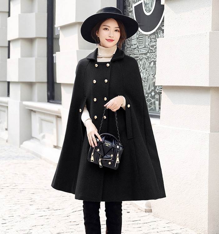 楽天市場】ケープコート アウター コート ミディアム丈 襟付き フレア