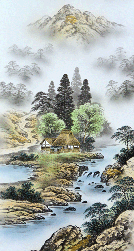 中国山水畫，張偉平，書畫，掛け軸 中国山水畫，張偉平，書畫，掛け軸