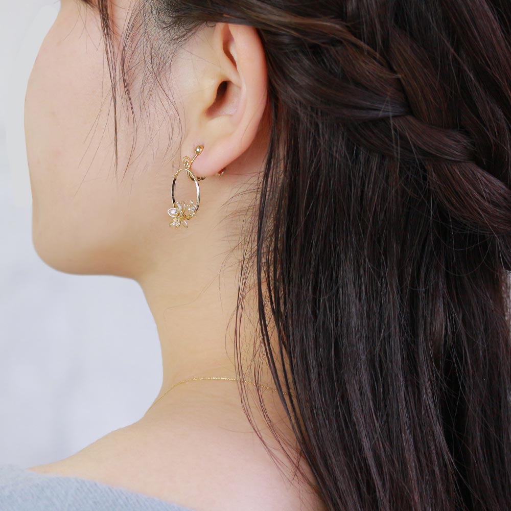 楽天市場】イヤリング ニッケルフリー ダブル フラワー リース