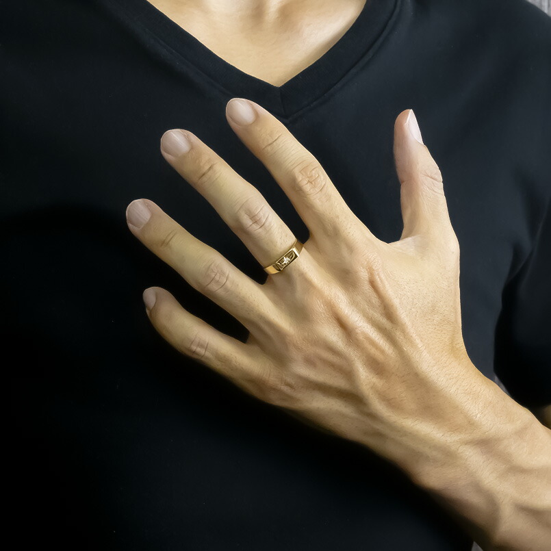 楽天市場】18金 印台 リング メンズ ゴールド 指輪 シグネットリング