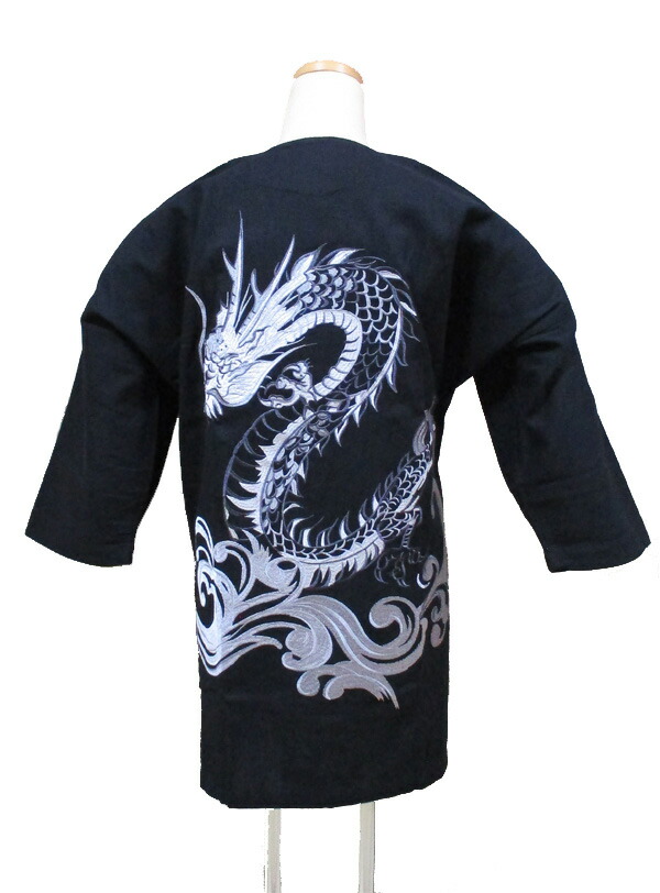 楽天市場】刺繍鯉口シャツ 龍 黒地×黒刺子 M(中)/L(大)/LL(特大)/肥満