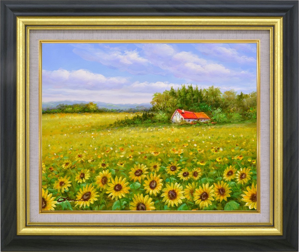 楽天市場】手描き油絵 奥田 ひとみ ひまわり畑2 F6 画家本人手描き絵画