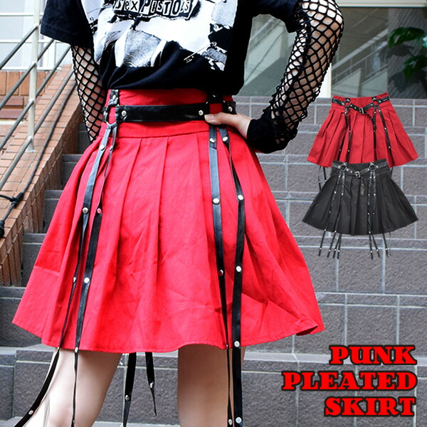 ポムシェ 赤 プリーツスカート M 赤アンスコ ポムシェ 赤 プリーツ