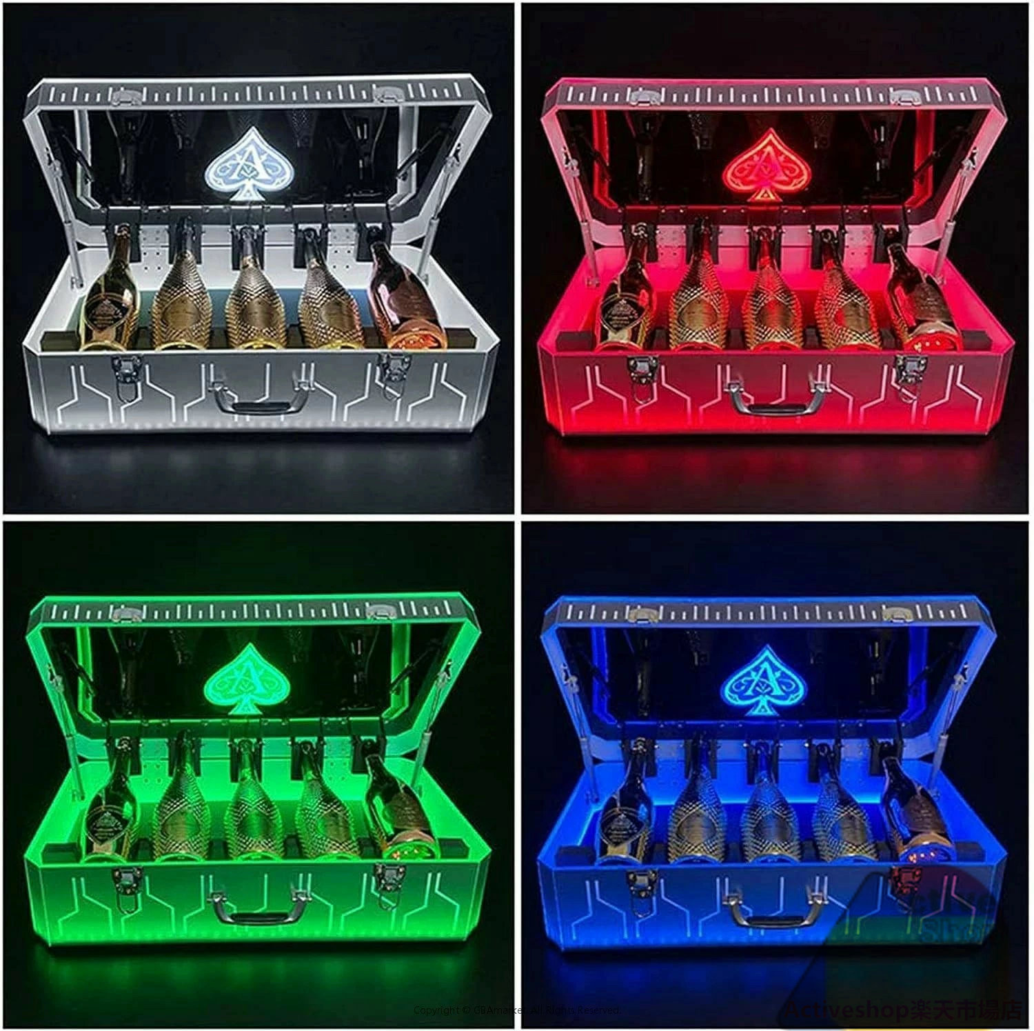 楽天市場】LED発光酒棚 シャンパン展示箱 アクリル酒箱 カラフルな光る