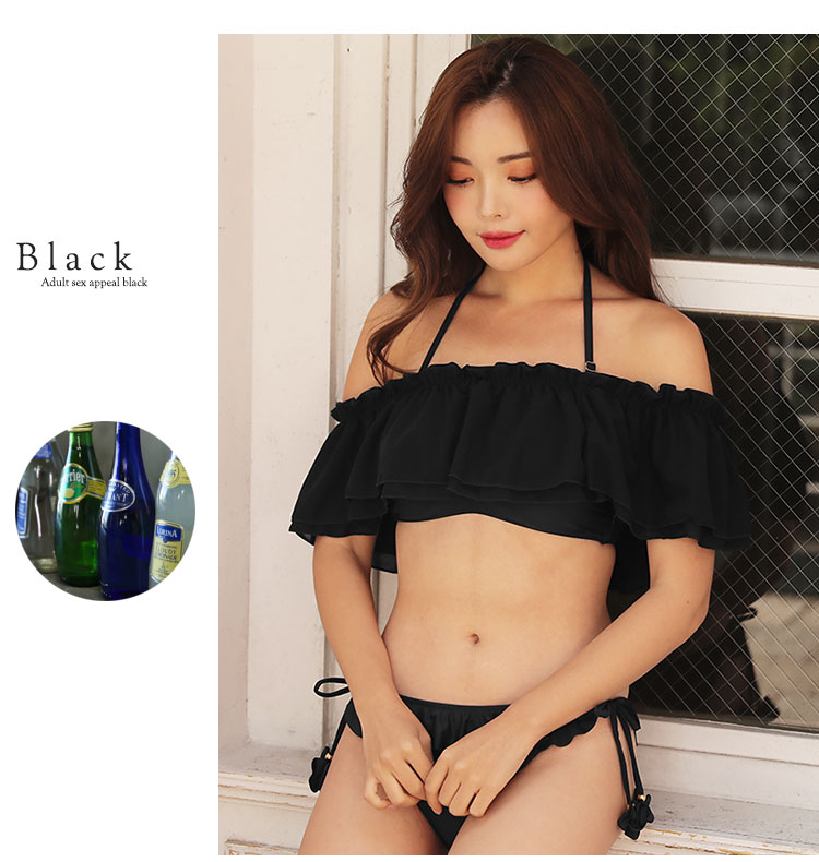 楽天市場】オフショルダー 水着 体型カバー 3点セット フリル