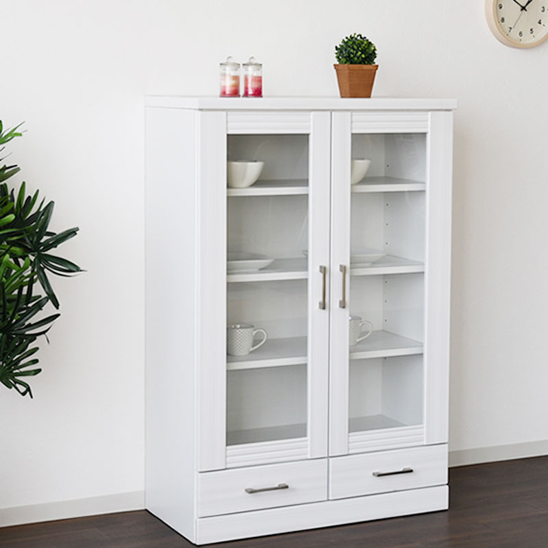 楽天市場】本棚 扉付き 幅80cm おしゃれ 大容量 完成品 日本製 白 黒