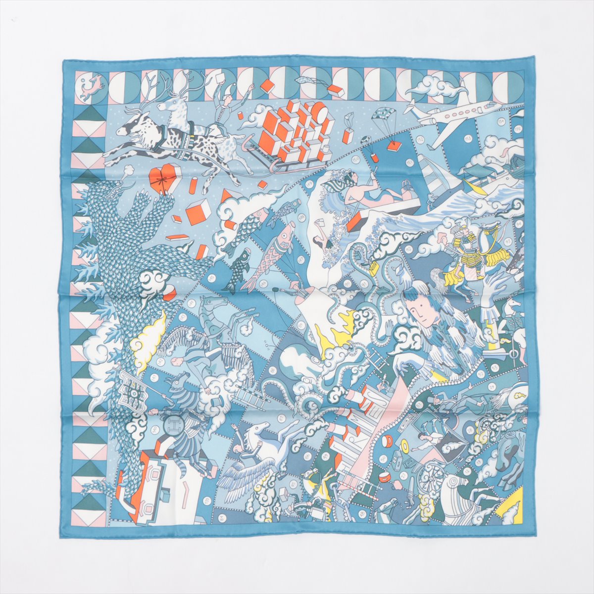 新品タグ付☆エルメス カレ70 ロゴ 玉虫カラー 無地 スカーフ 美品未