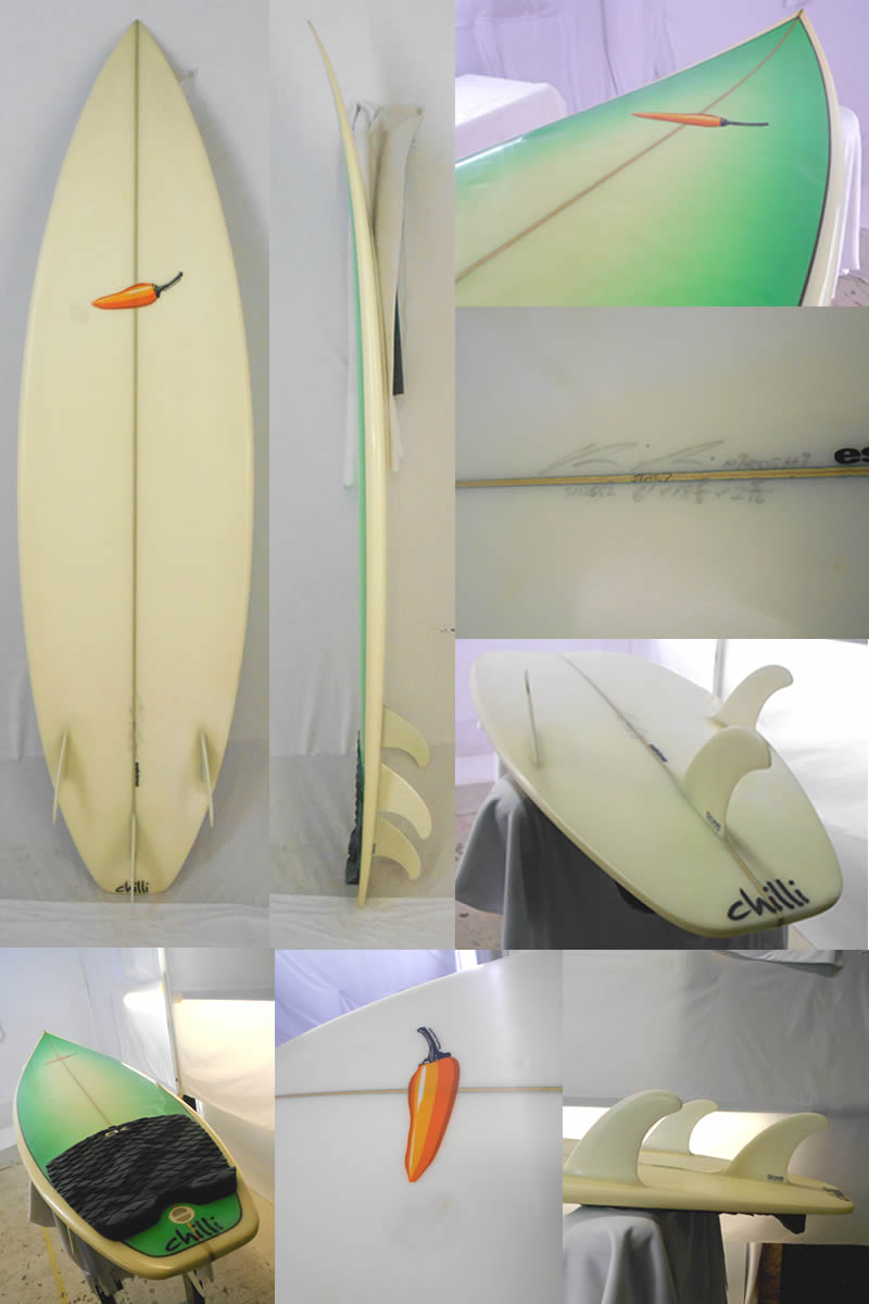 楽天市場】【中古】Chilli（チリ）?ショートボード ［GREEN×CLEAR］6'1