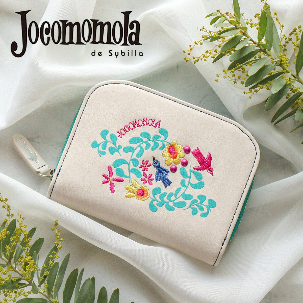 楽天市場】二つ折り財布 刺繍 花 jocomomola ホコモモラ タリファ