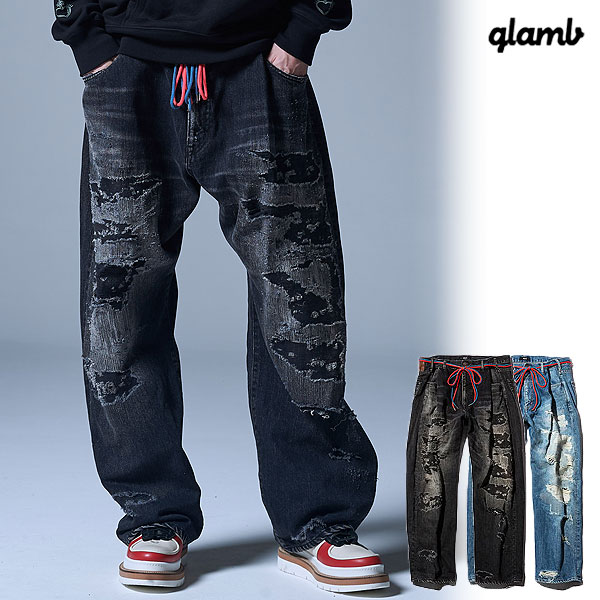 楽天市場】30％OFF SALE セール glamb グラム Heavy Damage Wide Denim