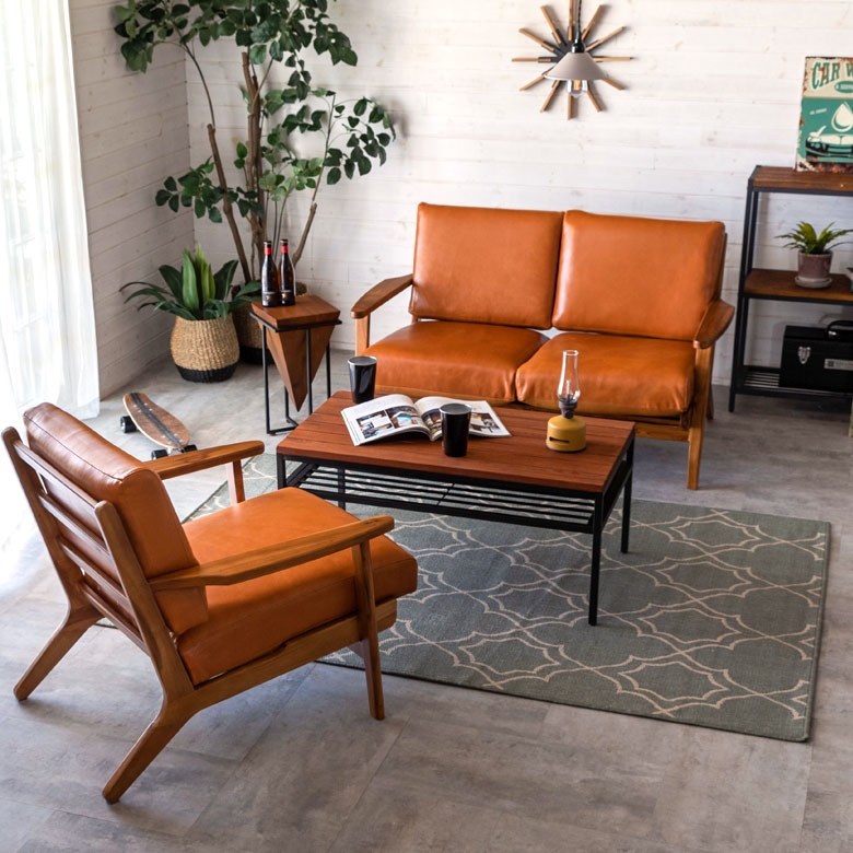 楽天市場】ソファ 2人掛け 本革 木 幅 125cm キャメル ブラウン レザー