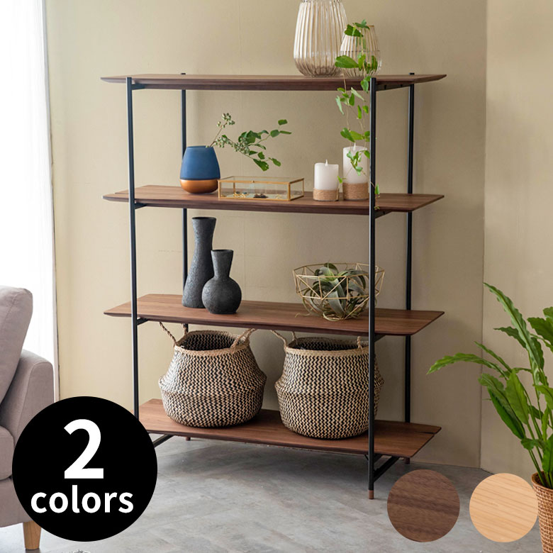 楽天市場】シェルフ 棚 4段 木製 スチール ナチュラル ブラウン W 108