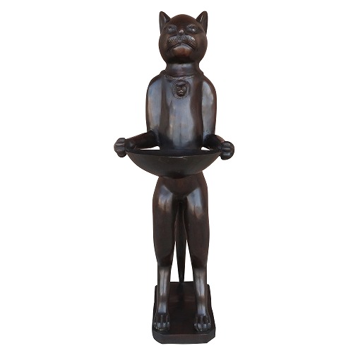 楽天市場】トレーを持った猫のオブジェ ブロンズ製 銅製 95cm