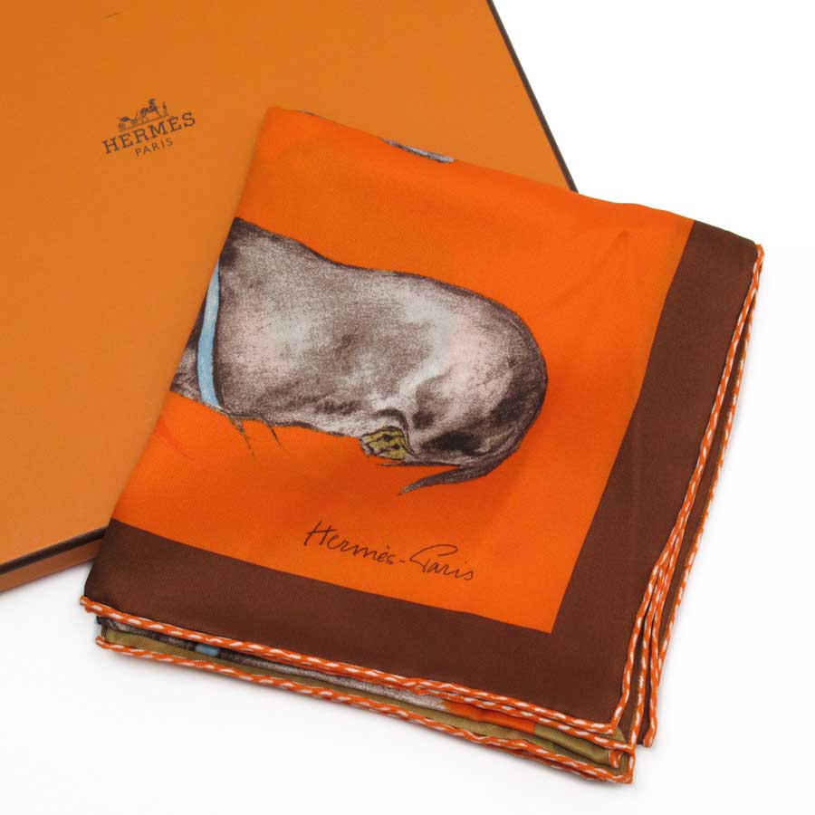 楽天市場】【美品】エルメス HERMES スカーフ カレ70 バセットハウンド