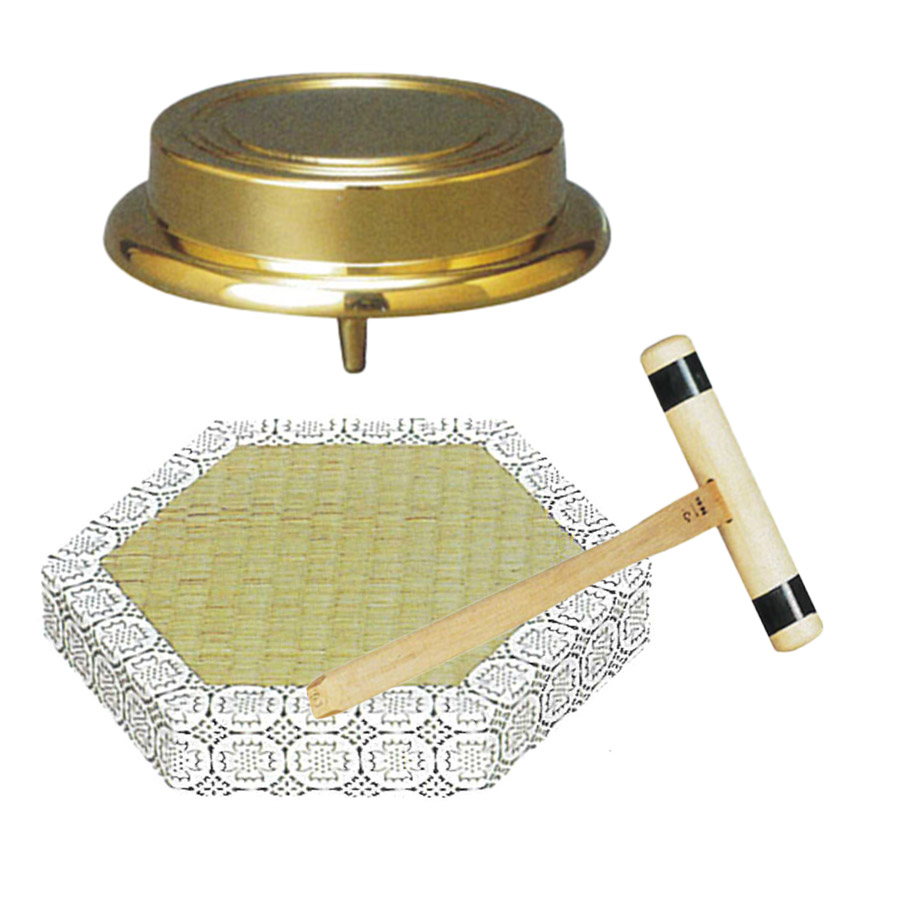 楽天市場】仏具 鉦吾セット4寸 磨フッ素加工（へそ付き鉦吾・六角