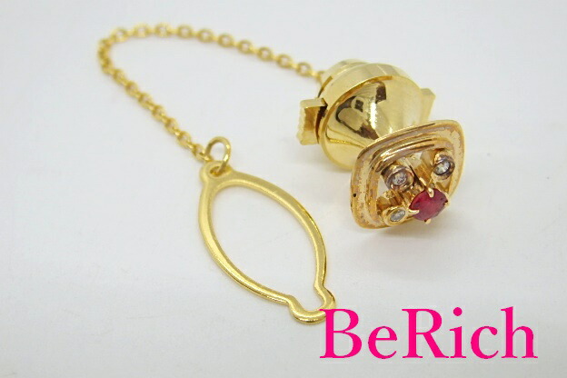楽天市場】K18 YG ルビー ダイヤモンド 0.048ct 付 タイタック