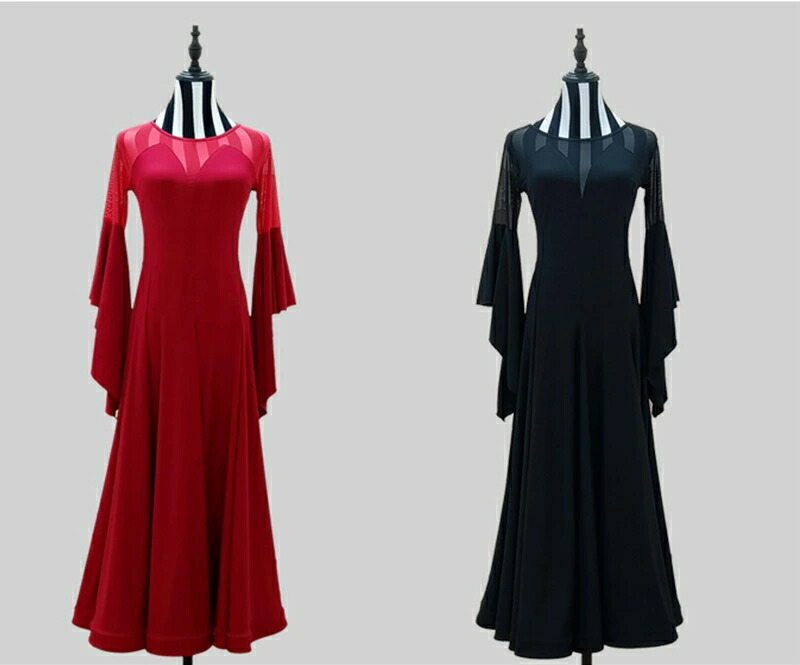 楽天市場】送料無料 社交ダンスドレス 社交ダンス衣装 ワイン赤