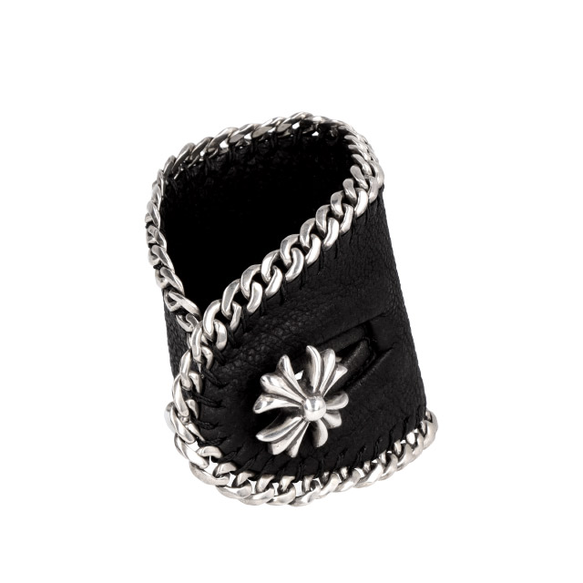 CHROME HEARTS CHプラス レザー ハーネスクラスプ ブレスレット クロム
