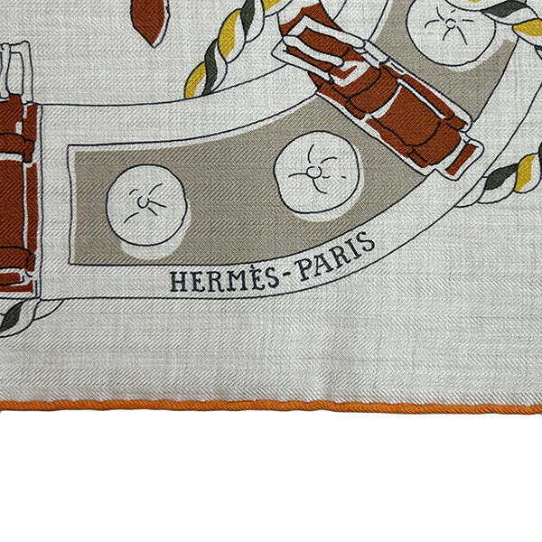 極美品 エルメス スカーフ パリの紋章 カレ 赤 シルク100% レディース