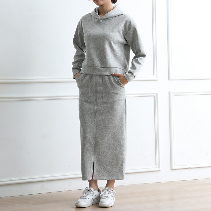 楽天市場】セットアップ パーカー スカートセット 前スリット ロング丈