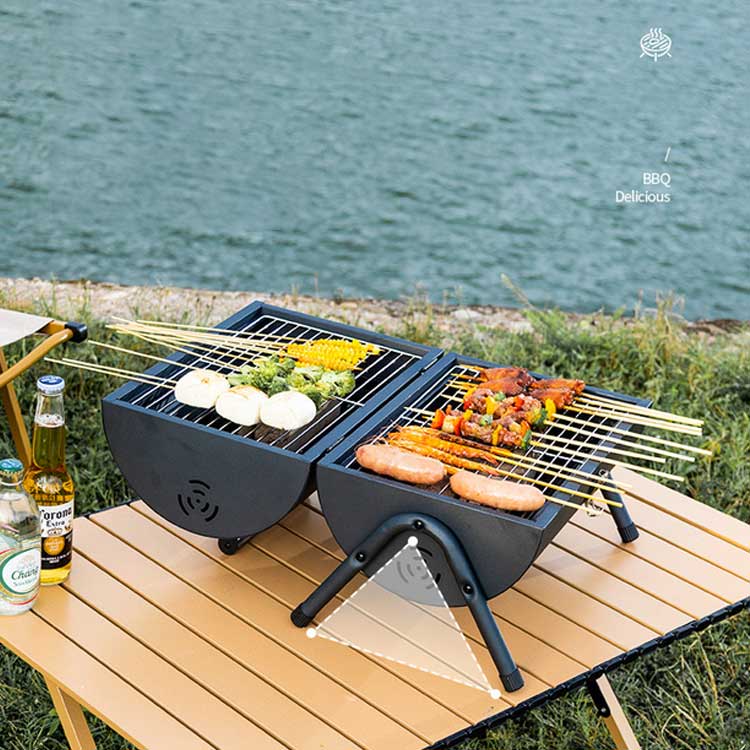 楽天市場】バーベキューコンロ 焚き火台 蓋付き 網付き 折りたたみ