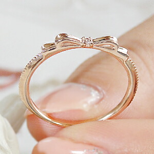 楽天市場】K10PG ダイヤモンド リボン リング【無色透明】【H-SIクラス