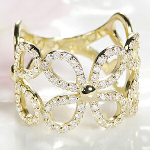 楽天市場】K18YG【0.77ct】 ダイヤモンド フラワーモチーフ リング