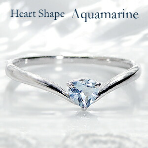 楽天市場】K18WG or Pt900ハートシェイプ アクアマリン リング【送料