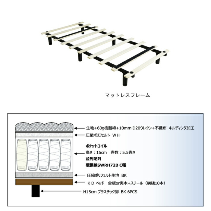 楽天市場】脚付き マットレス 圧縮発送納品 ポケットコイル マットレス