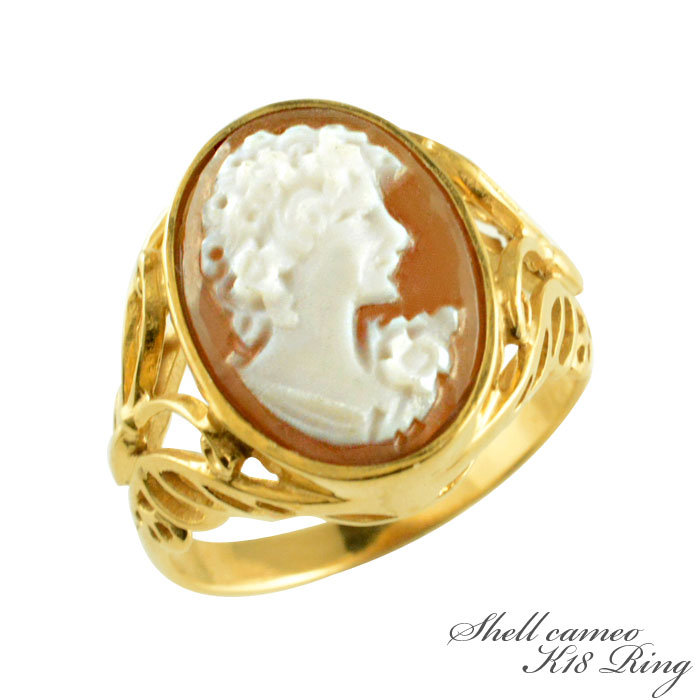 楽天市場】K18 リング カメオ イエローゴールド 指輪 シェルカメオ