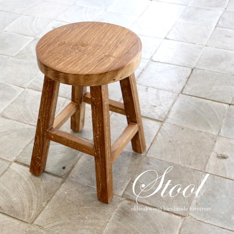 楽天市場】☆オールドチークを使用したラウンドスツール F02（無垢材