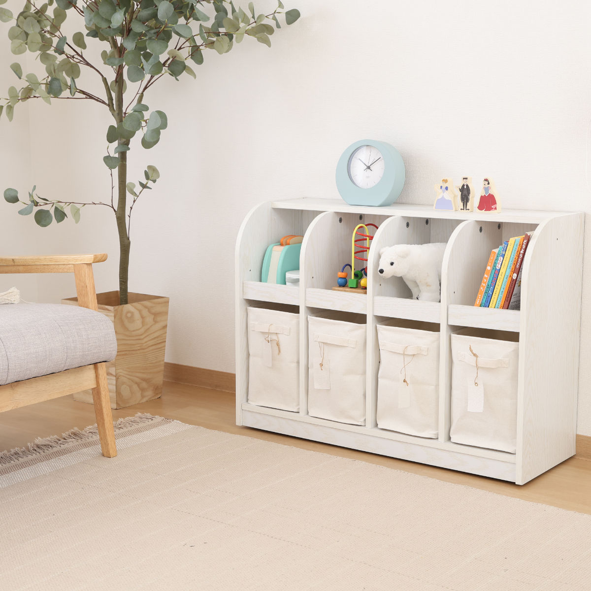 楽天市場】絵本棚 おもちゃ収納 2段収納 幅86.5cm キッズラック