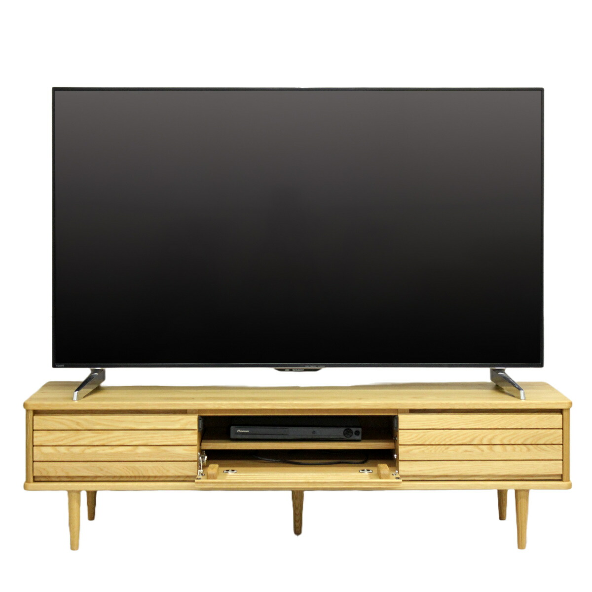 楽天市場】テレビ台 ローボード オーク無垢 スリット仕様 幅145cm