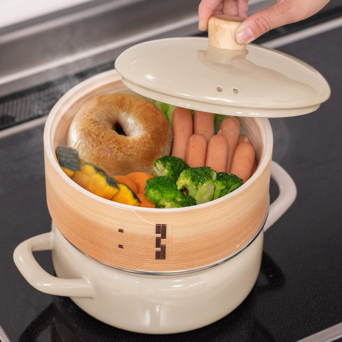 楽天市場】【レビュー特典付き】 せいろ付きホーロー鍋 18cm IH対応