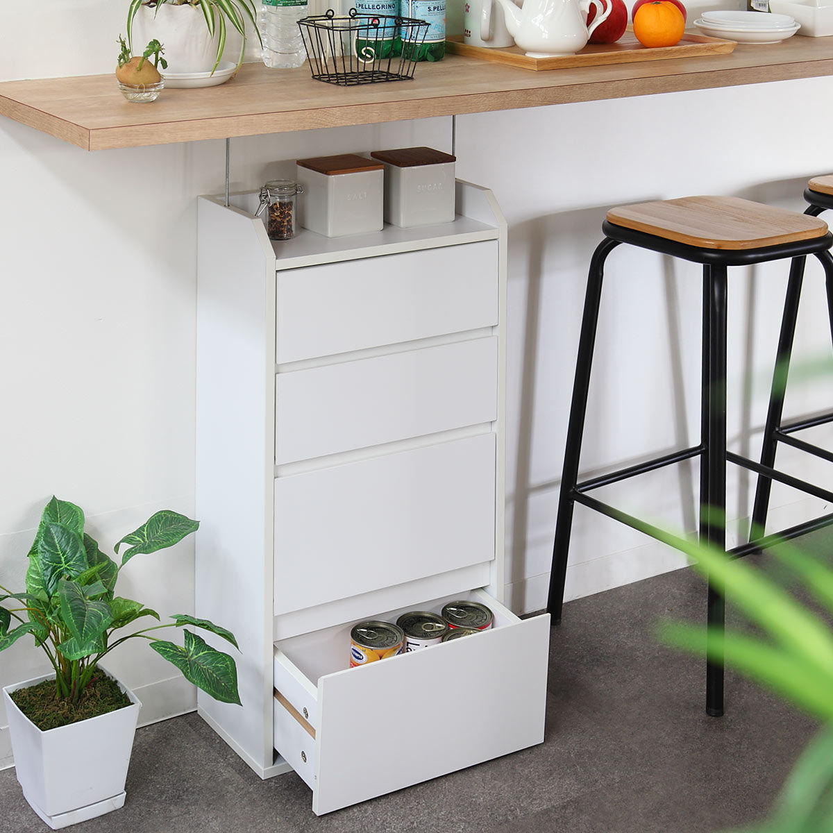 楽天市場】カウンター下収納 幅40cm チェスト 4段 薄型 （ カウンター