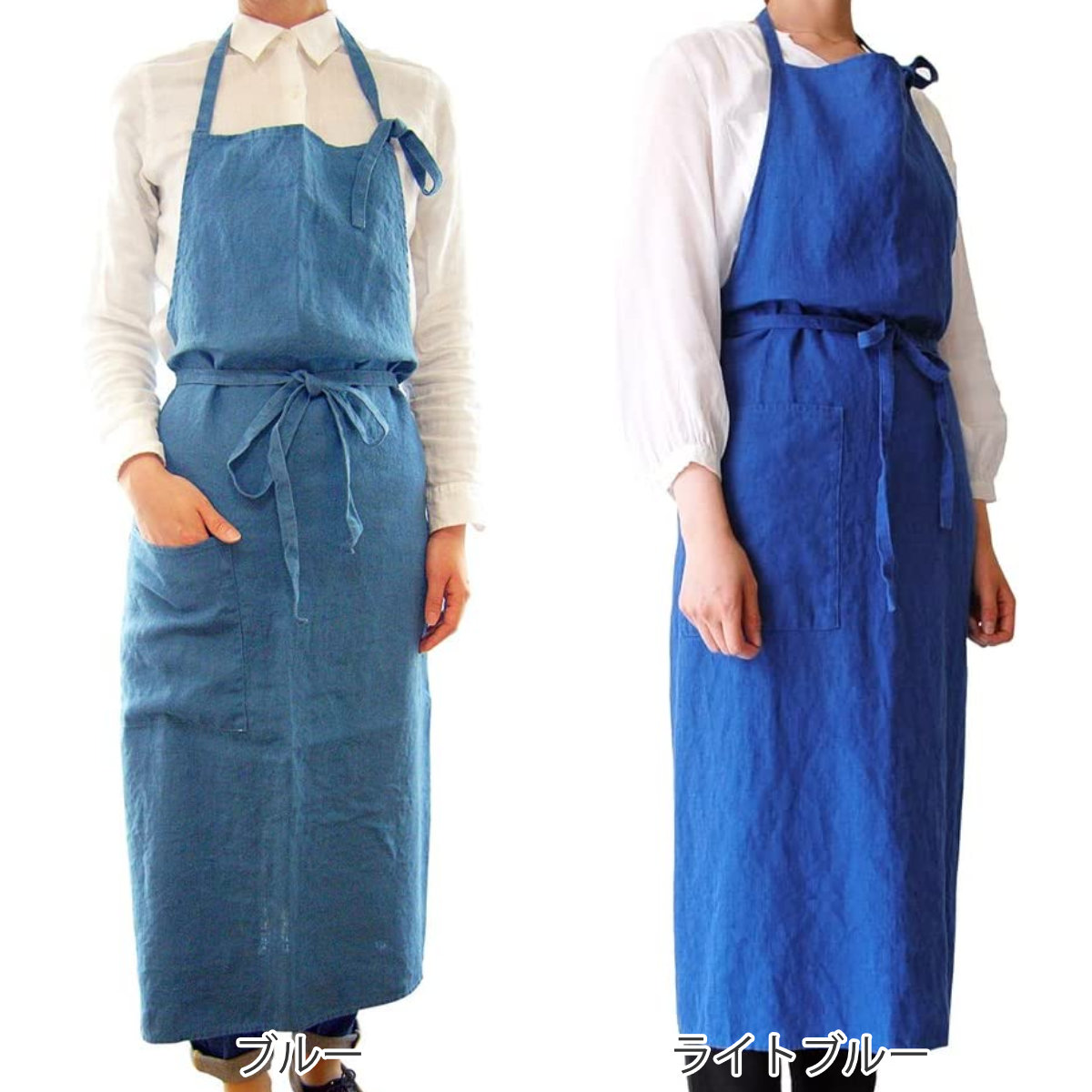楽天市場】エプロン 麻100％ 無地 ポケット付き ループ付き Linne