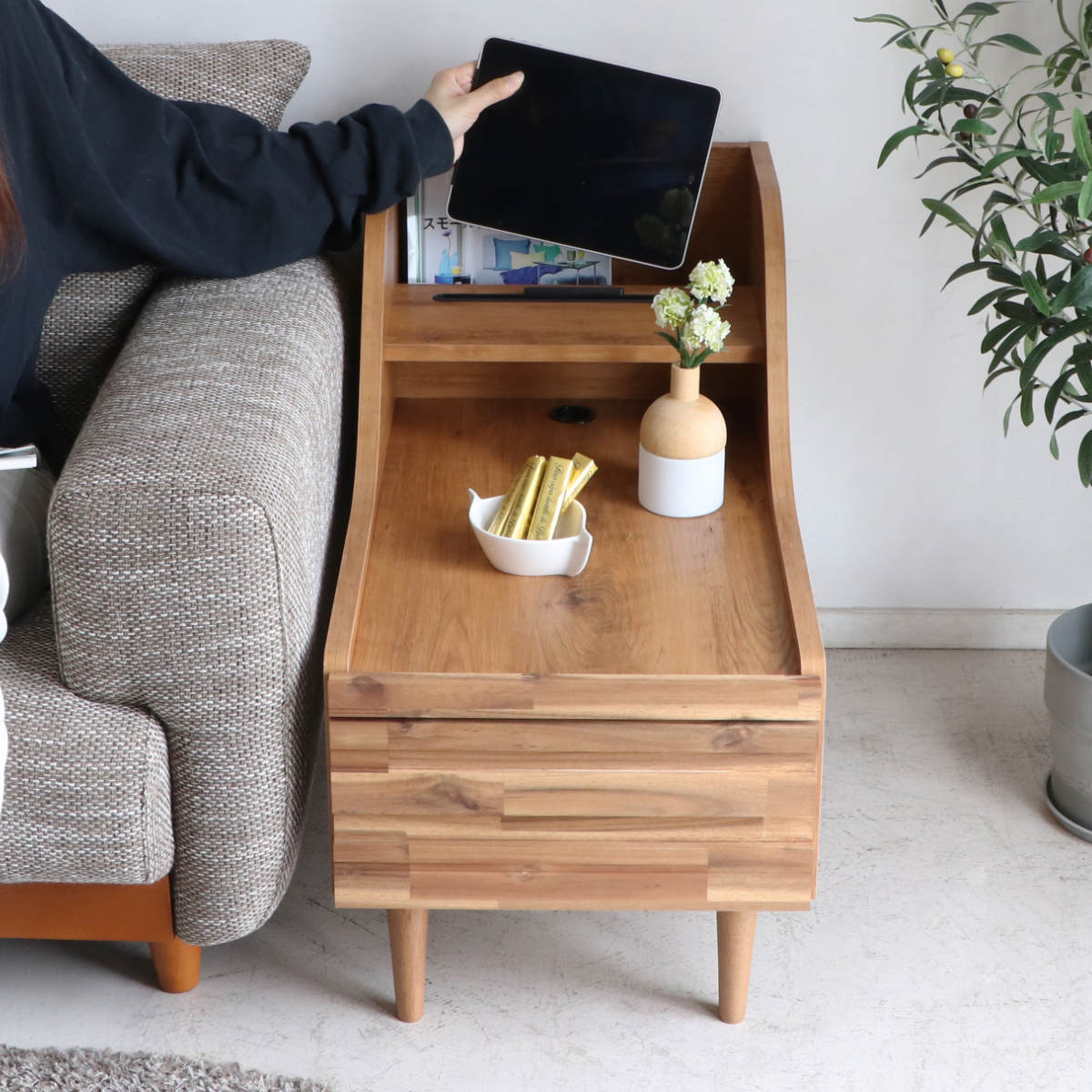 楽天市場】サイドテーブル 高さ59cm 天然木 日本製 （ ソファサイド