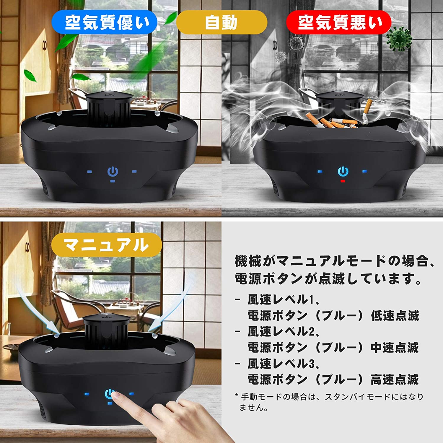 楽天市場】灰皿 スマート空気清浄機 第1位 脱臭機 超強い吸引力 卓上