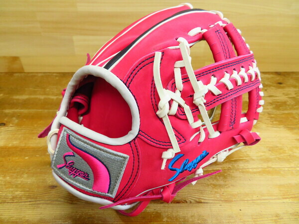 専用 久保田スラッガー 内野手用 軟式グローブ 右投用 ホワイト/ピンク