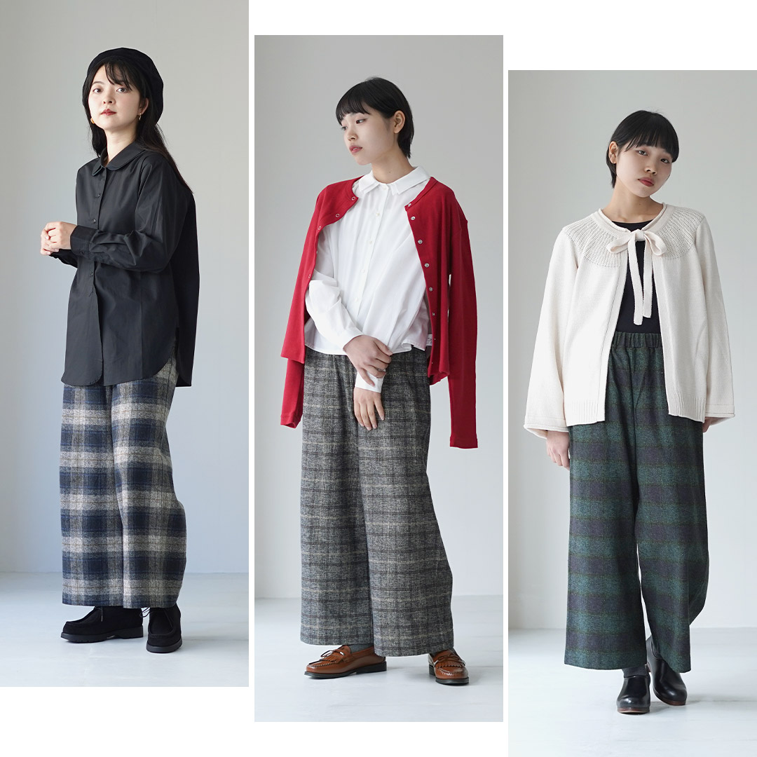 楽天市場】MAO MADE（マオメイド） ツイードライク チェック ワイド