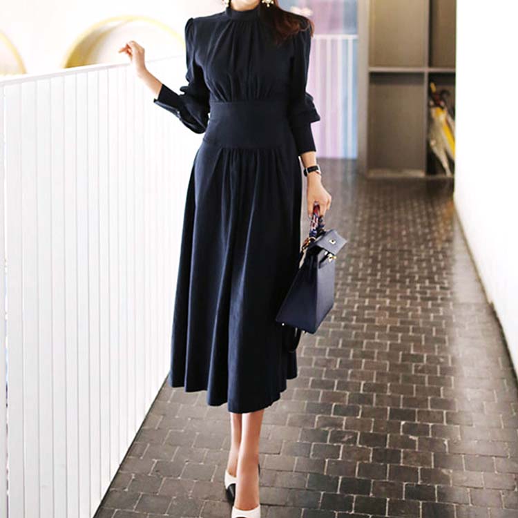 楽天市場】ワンピース レディース エレガント ネイビー 紺 Aライン