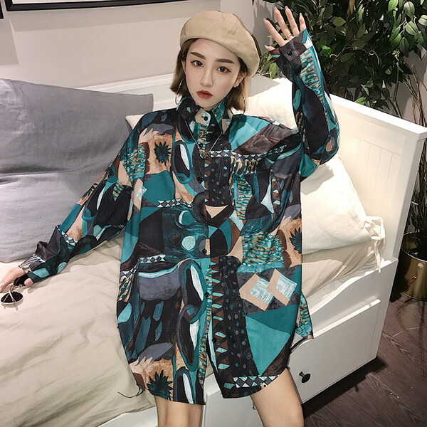 楽天市場】柄シャツ シャツ レディース 長袖 ドルマン おしゃれ