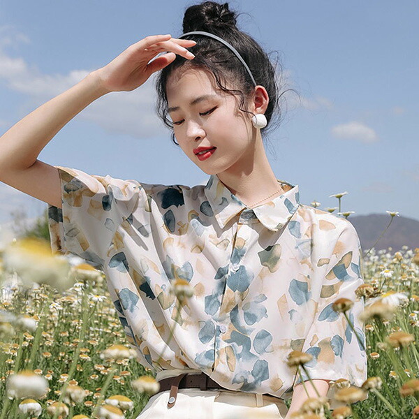 楽天市場】柄シャツ ぼかし柄 抽象柄 花びら 花 花柄 フラワー
